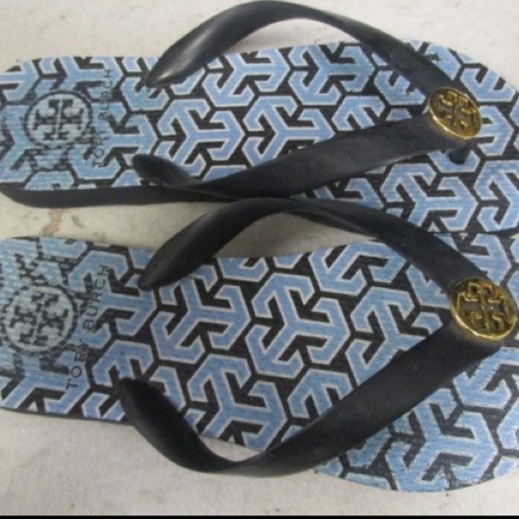 Tory Burch Blue Printed Flip Flops 🎉Host pick - Picture 2 of 4